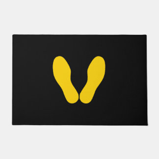 黒の黄色い足跡 ドアマット