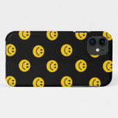 黒の黄色い顔パターン Case-Mate iPhoneケース (裏面(横))