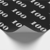 黒の100歳の誕生日 ラッピングペーパー (角)