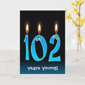 黒の102nd誕生日の蝋燭 カード (黄色い花)