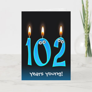 黒の102nd誕生日の蝋燭 カード