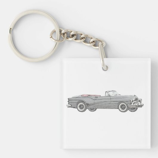 黒の1953年のBuick Skylarkの変換可能なクーペのアクリル キーホルダー (正面)