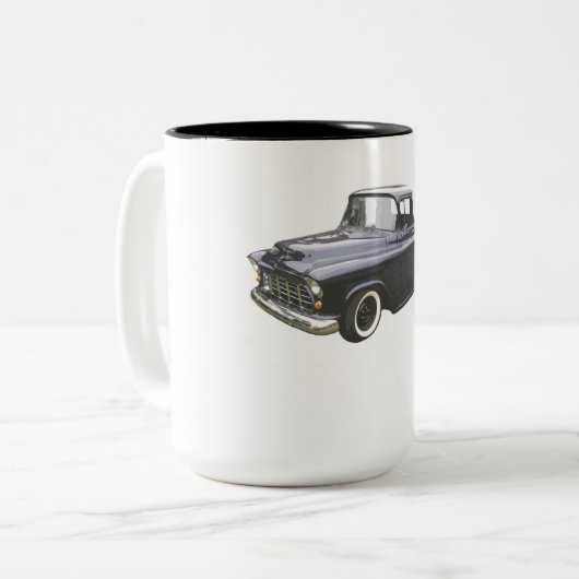 黒の1956年のシボレーの積み込み ツートーンマグカップ (正面左)