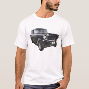 黒の1957年のChevyのセダン配達ワゴンgasserのドラッグ Tシャツ