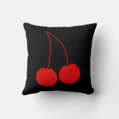 黒の2つの赤いさくらんぼ クッション (裏面)