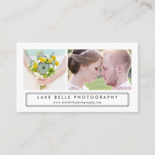 黒の2枚の写真を使用したモダン名刺 名刺 (正面)