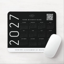 黒の2027年カレンダービジネス ロゴ コーポレート マウスパッド