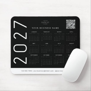 黒の2027年カレンダービジネス ロゴ コーポレート マウスパッド