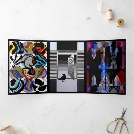 黒の3つ折カード 三つ折りカード (内部)