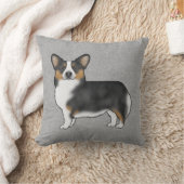 黒の3色ペンブロークウェルシュコーギー漫画の犬 クッション (ブランケット)