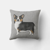 黒の3色ペンブロークウェルシュコーギー漫画の犬 クッション (裏面)