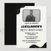 黒の38歳誕生日招待状 メンズ シンプル フォト 招待状 (正面/裏面)