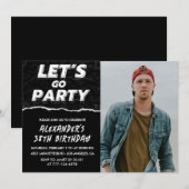 黒の38歳誕生日招待状 メンズ フォト 招待状 (正面/裏面)