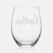 黒の3Dモダンな名前のブライズメイド ステムなしワイングラス (裏面)