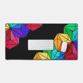 黒の3D明るいレインボーキューブ三角形 デスクマット (キーボード&マウス)