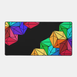 黒の3D明るいレインボーキューブ三角形 デスクマット