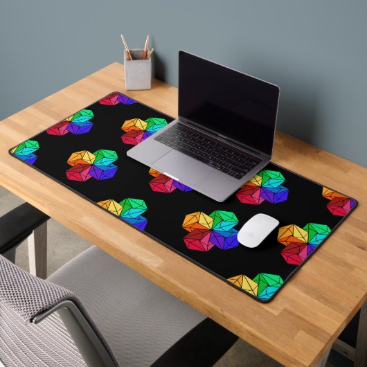 黒の3D明るいレインボーキューブ三角形 デスクマット (オフィス2)