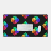 黒の3D明るいレインボーキューブ三角形 デスクマット (キーボード&マウス)