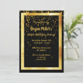 黒の80th誕生日パーティーとフェイク金ゴールド枠 招待状 (スタンド正面)