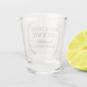 黒の コケッタ ボウ ベージュ ブライダル シャワー フェイバー ショットグラス (裏面)