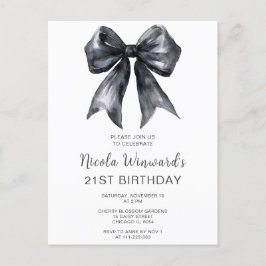 黒の コケッティー ボウ バースデー パーティー ポストカード