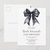 黒の コケッティー ボウ バースデー パーティー ポストカード (正面/裏面)