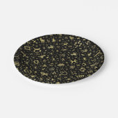 黒の(占星術の)十二宮図の記号およびグリフの金ゴールド ペーパープレート (アングル)