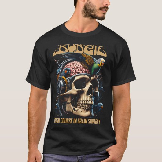 黒のBudgieWhite Tシャツ (正面)