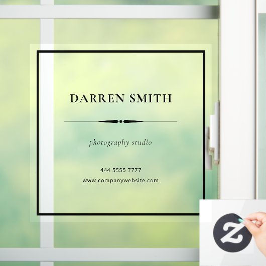 黒のBusiness Office名フレームウィンドウデカール ウィンドウサイン (ホーム)