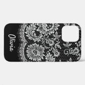 黒のCase-Mate iPhoneケースに白いレースのフリル Case-Mate iPhoneケース (裏面 (横))