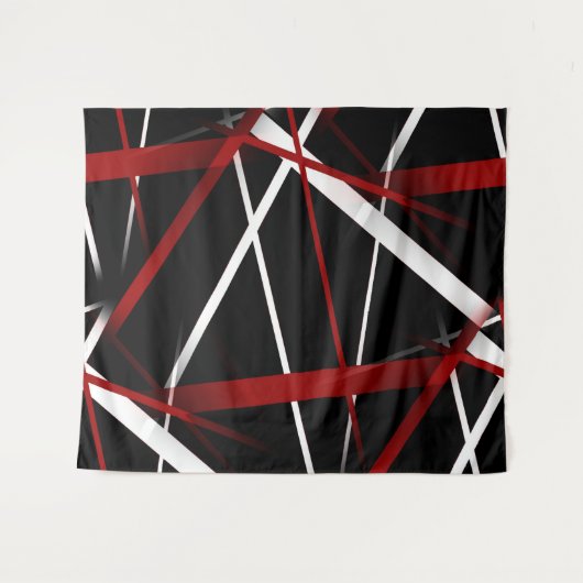 黒のCriss継ぎ目が無い十字の赤と白ライン タペストリー (正面(横))