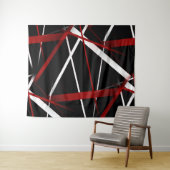 黒のCriss継ぎ目が無い十字の赤と白ライン タペストリー (インサイチュ(横))