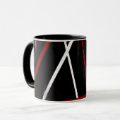 黒のCriss継ぎ目が無い十字の赤と白ライン マグカップ (正面左)