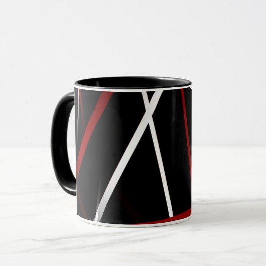黒のCriss継ぎ目が無い十字の赤と白ライン マグカップ (正面左)