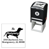 黒のDachshundファミリ名とアドレス セルフインキングスタンプ (インサイチュ)