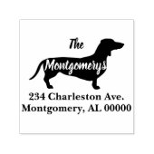 黒のDachshundファミリ名とアドレス セルフインキングスタンプ (デザイン)