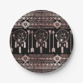 黒のDreamcatcherのばら色の金ゴールドの種族のアズテック人 ペーパープレート (正面)