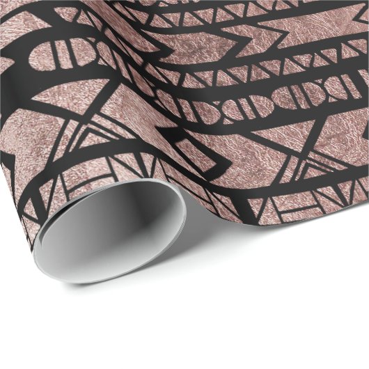 黒のDreamcatcherのばら色の金ゴールドの種族のアズテック人 ラッピングペーパー (ロールコーナー)
