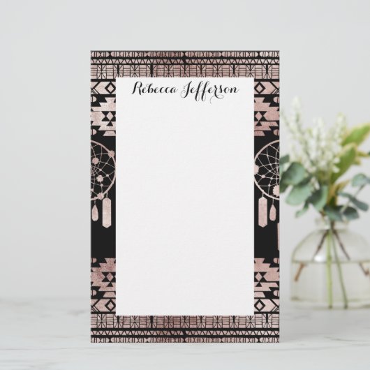 黒のDreamcatcherのばら色の金ゴールドの種族のアズテック人 便箋 (スタンド正面)