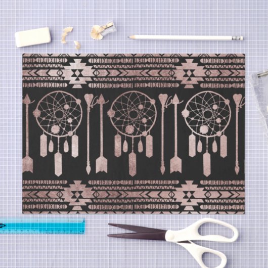 黒のDreamcatcherのばら色の金ゴールドの種族のアズテック人 薄葉紙 (クラフト)