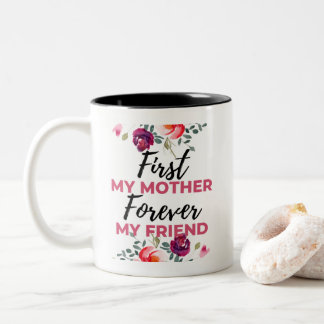 黒のFirst My Mother Forever My Friend ツートーンマグカップ