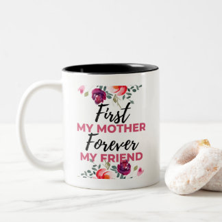 黒のFirst My Mother Forever My Friend ツートーンマグカップ
