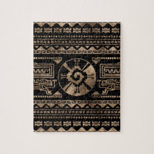 黒のHunab Kuの金ゴールド ジグソーパズル