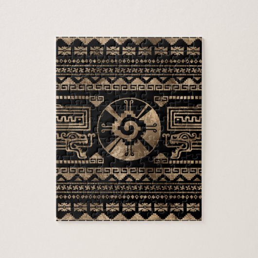 黒のHunab Kuの金ゴールド ジグソーパズル (縦)