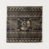 黒のHunab Kuの金ゴールド タペストリー (正面)