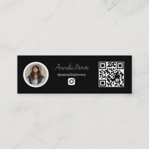 黒のInstagram QR ソーシャルメディアインフルエンサー用リンク スキニー名刺
