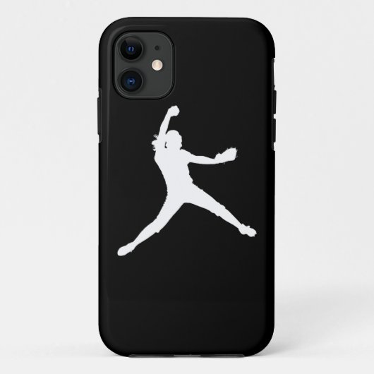 黒のiPhone 5のFastpitchのシルエットの白 Case-Mate iPhoneケース (裏面)