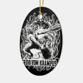 黒のKrampusのクリスマス セラミックオーナメント (左)