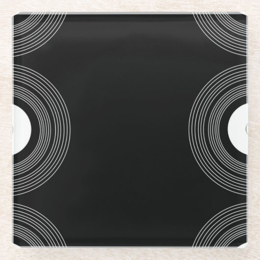 黒のLpビニル ガラスコースター (正面)