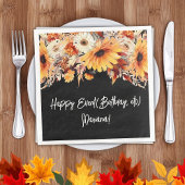 黒のPartyナプキンに秋の花